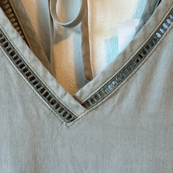 Bella Dahl Tarsha Cross Back Jumpsuit NWOT Small Olive Tie Waist Trim Detail - Picture 3 of 15